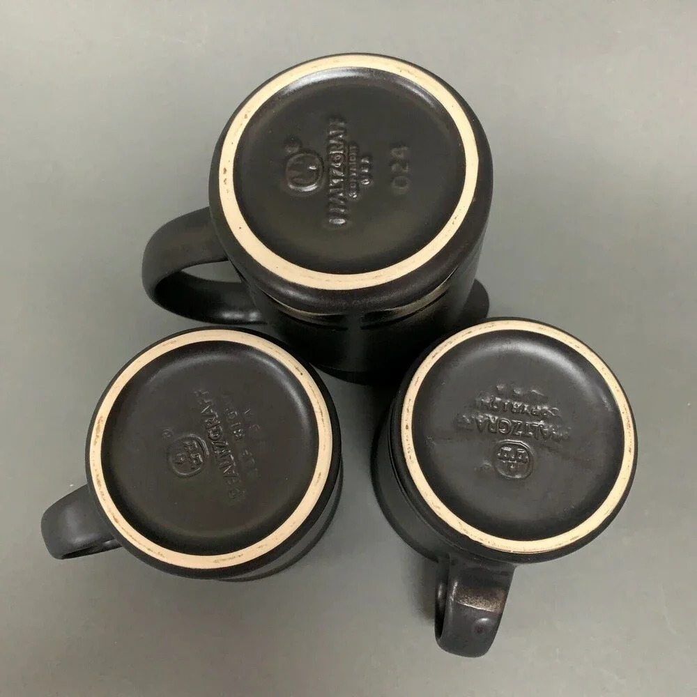 Pfaltzgraff Midnight Sun Black‎ Creamer and 2 Cups Lot of 3